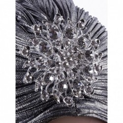 Skullies & Beanies Women's Vintage Lurex Knit Turban Beanie Hats Headwraps for 1920s Cocktail Party - Silver Grey - CR18ENM8H...