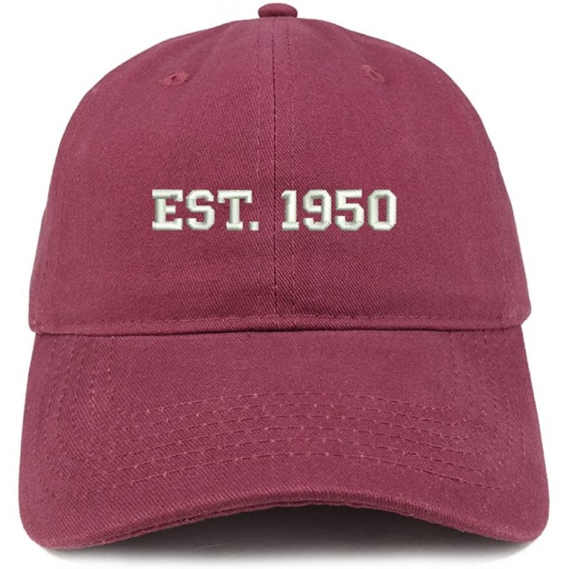 Baseball Caps EST 1950 Embroidered - 70th Birthday Gift Soft Cotton Baseball Cap - Maroon - CE180NSAH58 $25.05