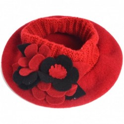 Berets Womens Beret 100% Wool French Beret Beanie Winter Hats Hy022 - Hy023-red - CQ18HO2GDQ3 $12.13
