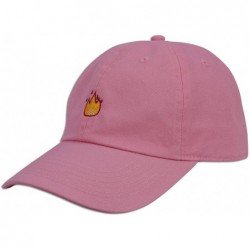 Baseball Caps Fire Emoji Baseball Cap Curved Bill Dad Hat 100% Cotton Lit Hot Flame Solid New - Pink - CP183LZZ0CM $18.46