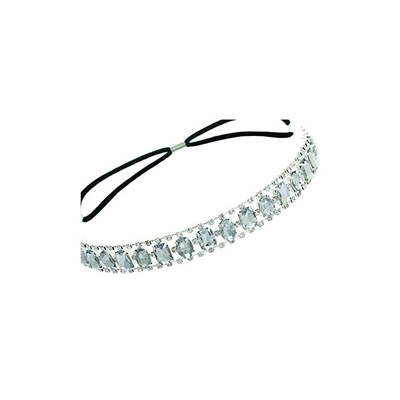 Elastic Headband with Oval and Rectangle Gems and Sparkling Crystal ...