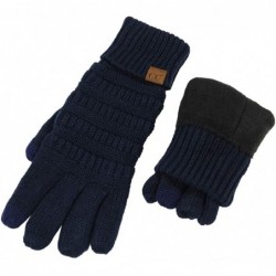 Skullies & Beanies Sherpa Lining Winter Warm Knit Touchscreen Texting Gloves - 2 Tone Coral 5 - CJ18Y8AWWNR $22.62