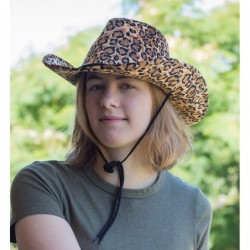 Cowboy Hats Women Cowboy Hat Cowgirl & Horse Riding Hats Felt Summer Drifter Leopard Print One Size - CR18955W397 $22.32
