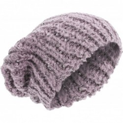 Skullies & Beanies Ladies/Womens Sequin Cable Knit Slouch Winter Beanie Hat - Beige - CQ127MQFCX1 $13.13
