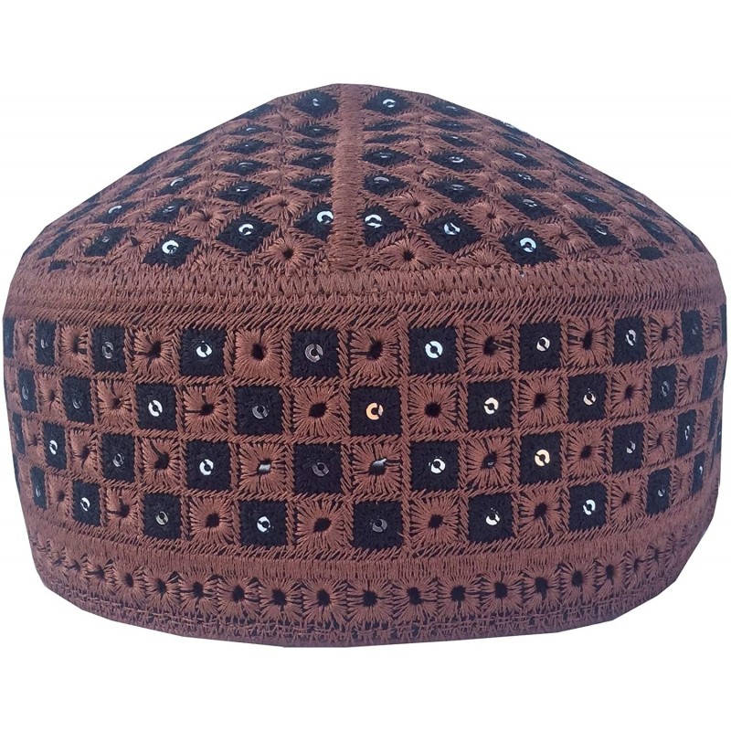 Skullies & Beanies Eid Special Kufi Men's Kashmir Handmade Prayer Cap Taqiya Takke Kofia Hat - Bronze - C318OQ59RKD $20.65