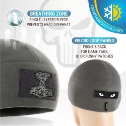 Skullies & Beanies Tactical Beanie Fleece Watch Cap - Winter Hat Elite - Patch Panel - Grey - CU18LDCKWL6 $15.43