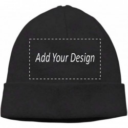 Skullies & Beanies Custom Hat Wool Cuffed Plain Beanie Warm Winter Knit Hats Skull Cap DIY Hat - Black-2 - C218LXW39SC $19.04
