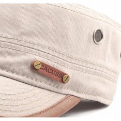 Baseball Caps Men's Cotton Army Cap Cadet Hat Military Flat Top Adjustable Baseball Cap - P0059_beige - CO12NTPDFR6 $22.80